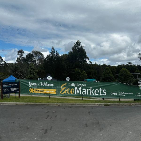 Signs for the Eco Markets at Redlands IndigiScapes in September 2025