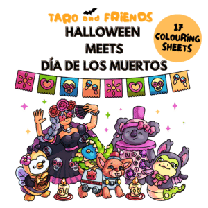 Taro and Friends Halloween & Dia de los Muertos Colouring Pages Bundle | 17 Printable Sheets