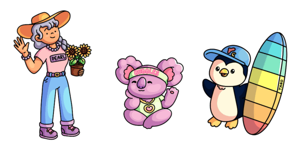 Aunty Winter Pearl, Bubbles the Koala, and Taro the Fairy Penguin.